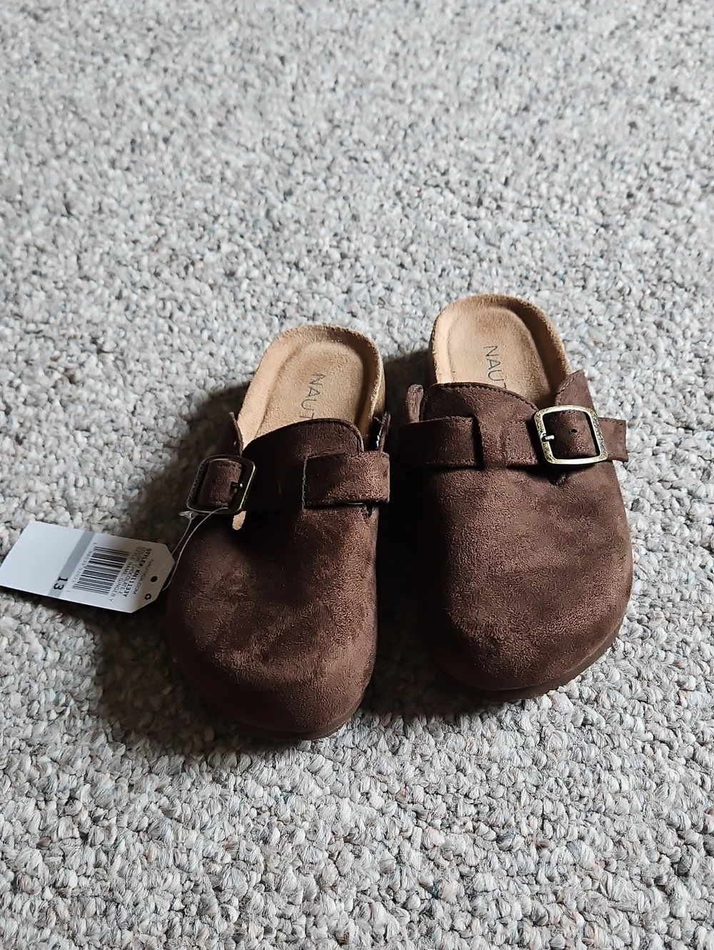 New Nautica Dark Brown Suede Buckle Slip-Ons.